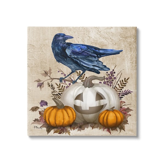 Stupell Industries Raven & Jack-o'-Lantern Canvas Wall Art